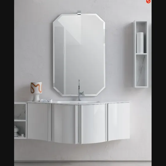 Mobile da Bagno sospeso in laccato bianco lucido B201 BD028 di Compab