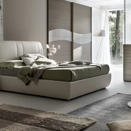 Letto in ecopelle imbottito con testiera Soft di Maronese Acf