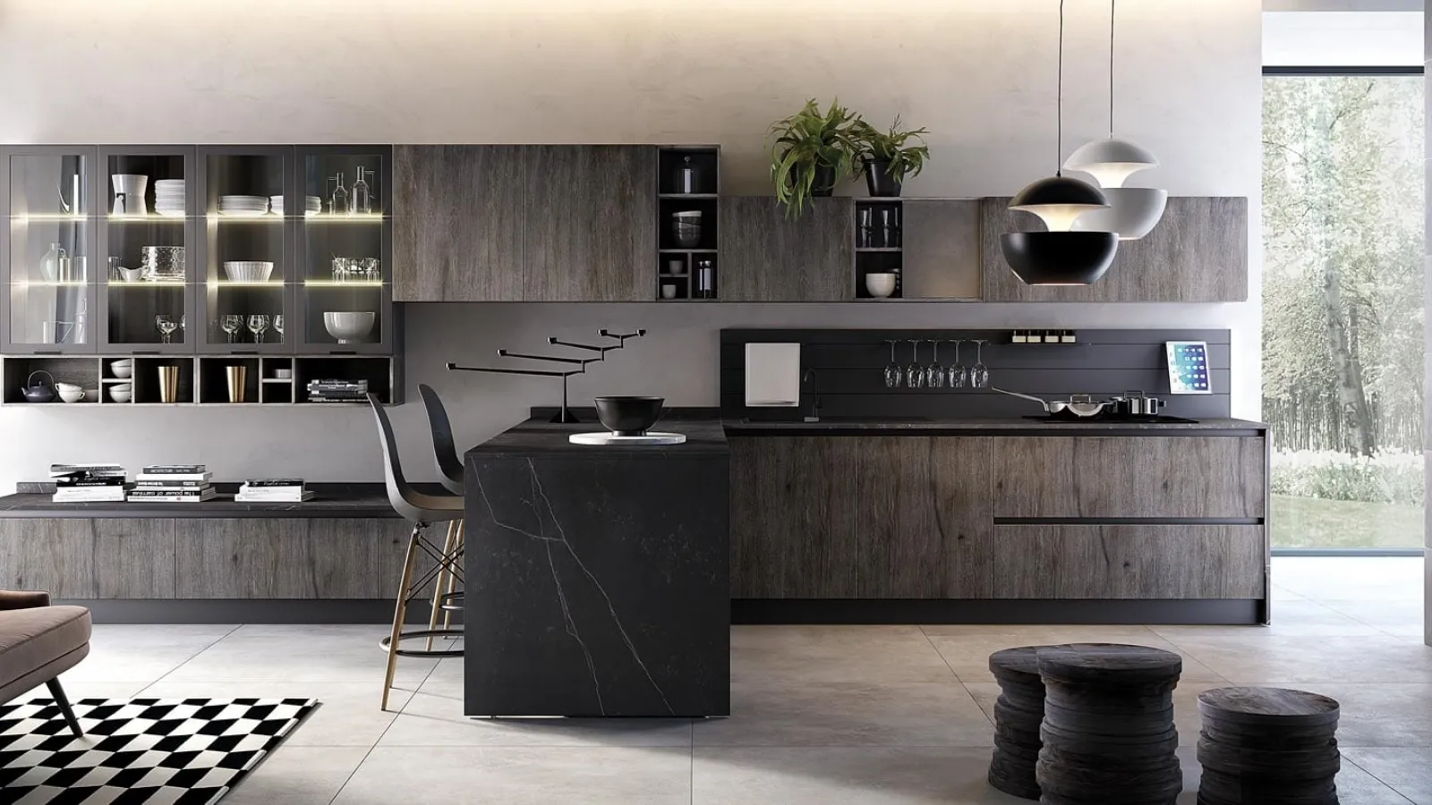 Cucina Moderna con penisola Nala in rovere bosco di Mobilturi