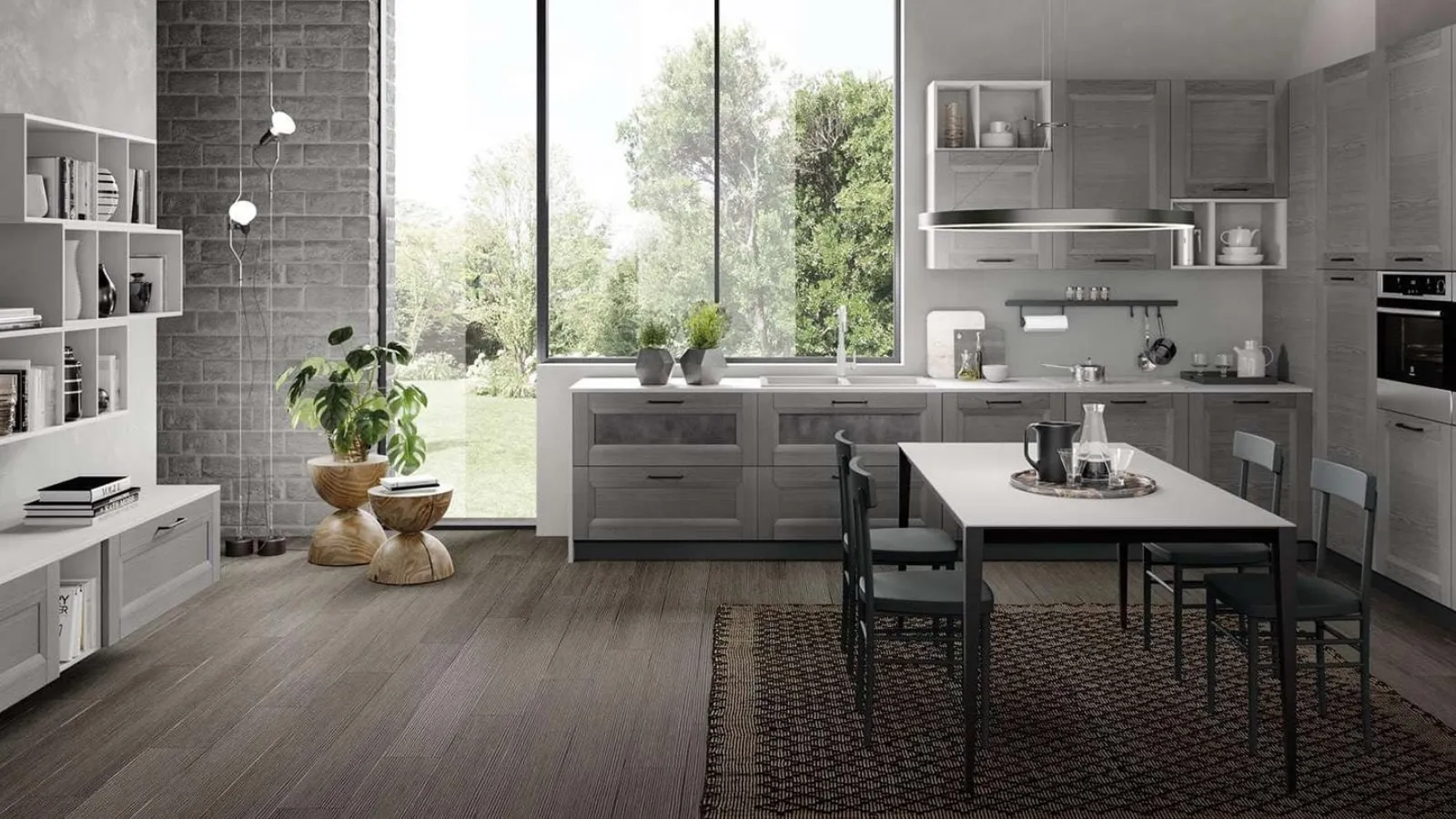 Cucina Moderna angolare Nina in legno massello laccato grigio di Mobilturi