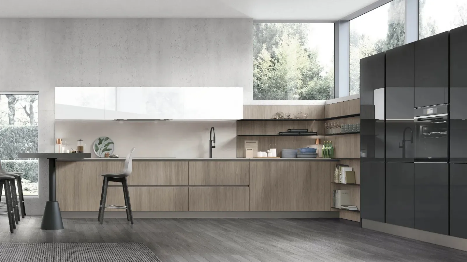 Cucina Moderna angolare con penisola Infinity di Stosa